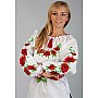 Вишиванка жіноча Мак Лора біла блузка з маками, довгий рукав, блузка