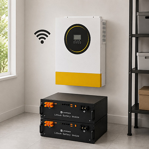 11 кВт LiFePO4 Комплект резервного живлення: гібридний інвертор Anenji WiFi + 2 акумулятора 51.2V 100Ah Lithtech