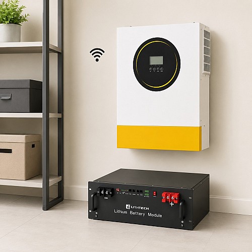 11 кВт LiFePO4 Комплект резервного живлення: гібридний інвертор Anenji WiFi + 51.2V 100Ah Lithtech акумулятор для будинку, квартир