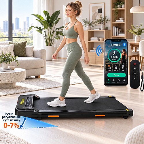 Бігова доріжка Fitonix XD-W2S до 10 км/год, 120 кг, компактна, ручне регулювання нахилу, LED дисплей, Уцінка!