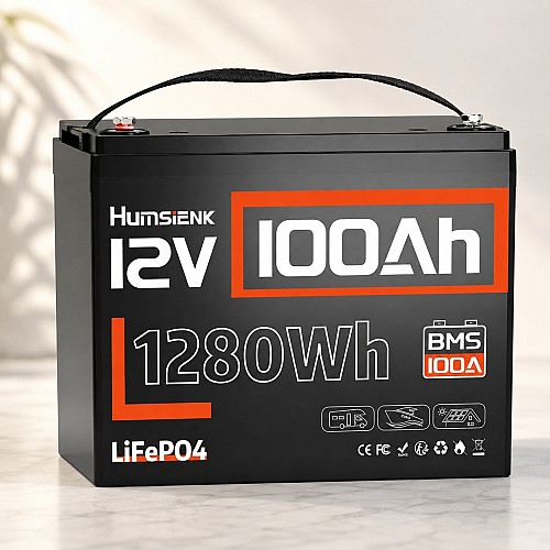 LiFePO4 12V/100Ah Акумулятор Humsienk з BMS для систем резервного живлення