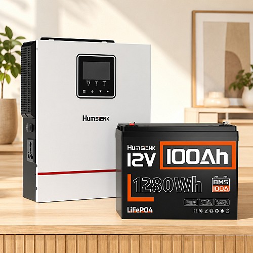 1,28 кВт*год LiFePO4 Комплект резервного живлення Humsienk інвертор 1 кВт + 12V/100Ah акумулятор