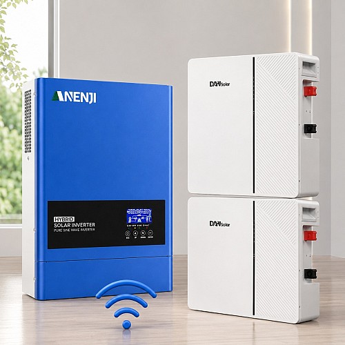 10.24 кВт LiFePO4 Комплект резервного живлення з Wi-Fi Інвертор 6.2 кВт Anenji + 2 акумулятора DAH Solar 51.2V 100Ah