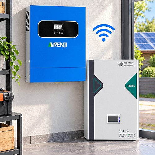 11 кВт LiFePO4 Комплект резервного живлення з Wi-Fi інвертор Anenji 11 кВт + 51,2V/100Ah акумулятор Dipower для квартири, офісу