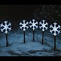 Набір садових світильників Сніжинки 5шт. LED, батарейки, таймер 6 годин, холодний білий