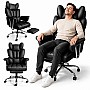 Офісне крісло Relax Pro до 150 кг з підставкою для ніг, широким сидінням, подвійним наповнювачем KO50CZ чорне комп'ютерне крісло