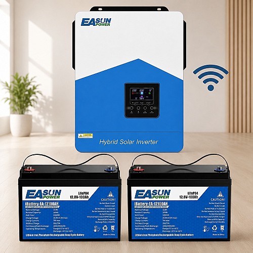 3,2 кВт Комплект резервного живлення Easun Power Інвертор з WiFi + 2 акумулятора 12V/100Ah