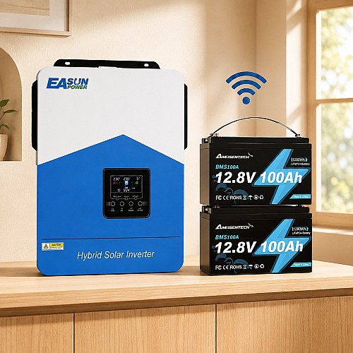 3,2 кВт LiFePO4 Комплект резервного живлення Інвертор Easun Power з WiFi + 2 акумулятора 12V 100Ah Ameisentech
