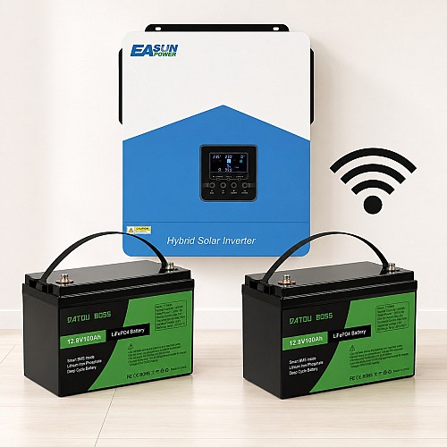 3,2 кВт LiFePO4 Комплект резервного живлення Інвертор Easun Power з WiFi + 2 акумулятора 12V 100Ah Datouboss
