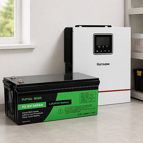 3,8 кВт*год LiFePO4 Комплект резервного живлення інвертор Humsienk 1 кВт + 12V/300Ah акумулятор Datouboss