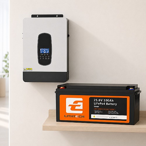4.2кВа LiFePO4 Комплект резервного живлення Інвертор Daxtromn SP-4200 + акумулятор 24V 100Ah Lithtech з Bluetooth