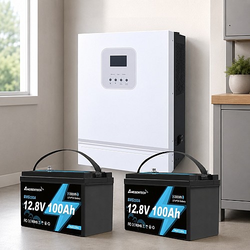 3 кВт LiFePO4 Комплект резервного живлення Інвертор Ameisentech+ 2 акумулятора 12V 100Ah Ameisentech для квартири, будинку