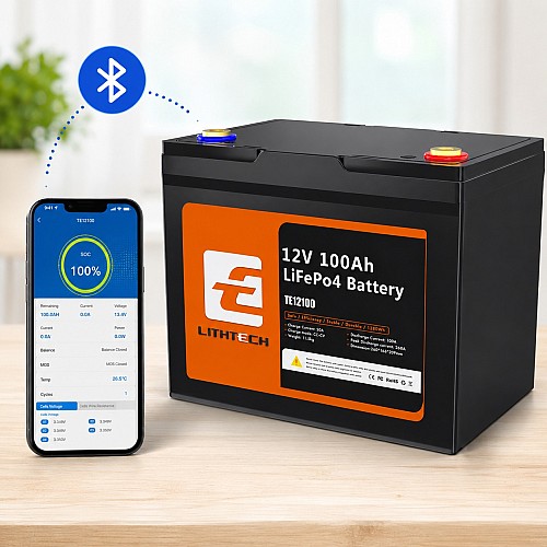 LiFePO4 12V 100Ah Акумулятор Lithtech з Bluetooth 1280Wh, 100A, BMS