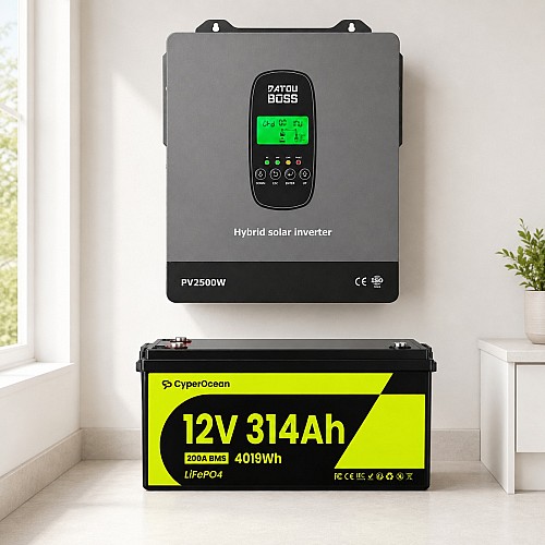 4 кВт LiFePO4 Комплект резервного живлення інвертор Datouboss 1.8 кВт + 12V/314Ah акумулятор CyperOcean