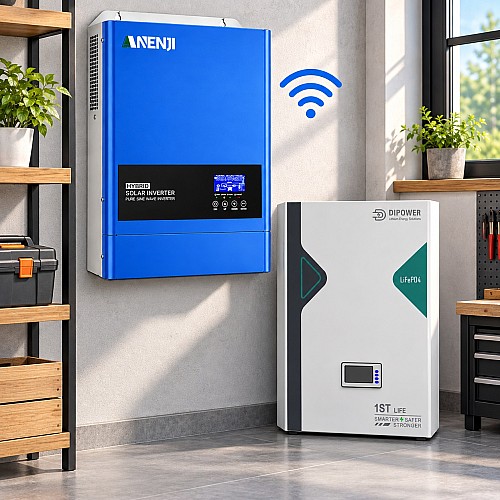 6,2 кВт LiFePO4 Комплект резервного живлення з Wi-Fi інвертор Anenji 6,2 кВт + 51,2V/100Ah акумулятор Dipower для квартир, офісу