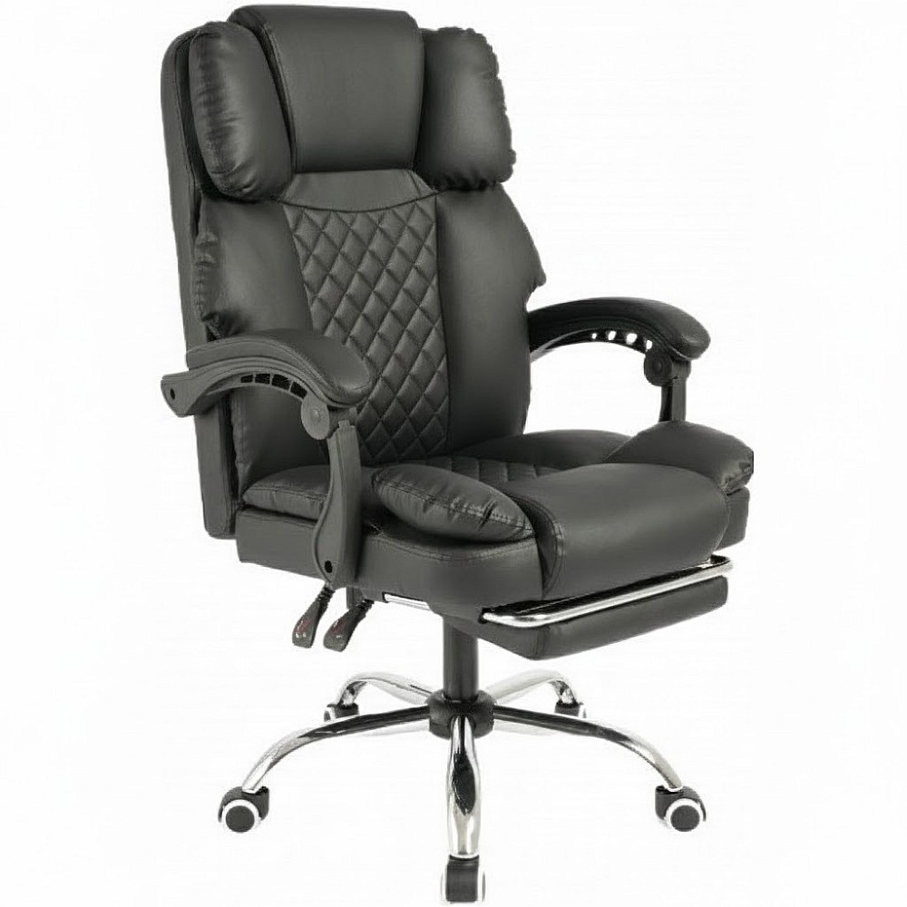 Офісне крісло до 150 кг з підставкою для ніг Master Prestige KO42CZ VIP Чорне
