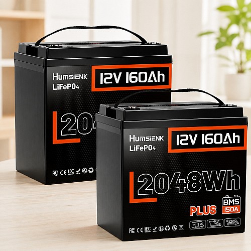 Комплект LiFePO4 4096 Вт*год 12V/160Ah 2 акумулятора Humsienk 2048 Вт для систем резервного живлення