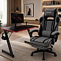 Комплект ThroneX Gaming Set: геймерське крісло з тканини темно-сіре та комп'ютерний стіл з червоними вставками (linen 008)