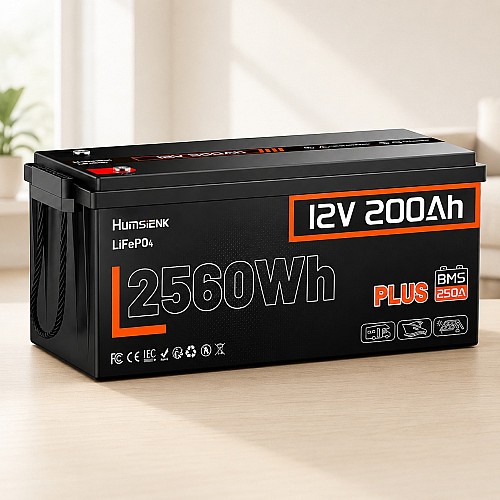 Lifepo4 12V/200Ah 250A BMS акумулятор Humsienk 2560 Вт*год, 250A BMS для систем резервного живлення