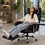 Офісне крісло Relax Pro до 150 кг з підставкою для ніг, широким сидінням, подвійним наповнювачем KO50CZ чорне комп'ютерне крісло