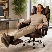 Офісне крісло Relax Pro до 150 кг з підставкою для ніг, широким сидінням, подвійним наповнювачем KO50CZ коричневе комп'ютерне