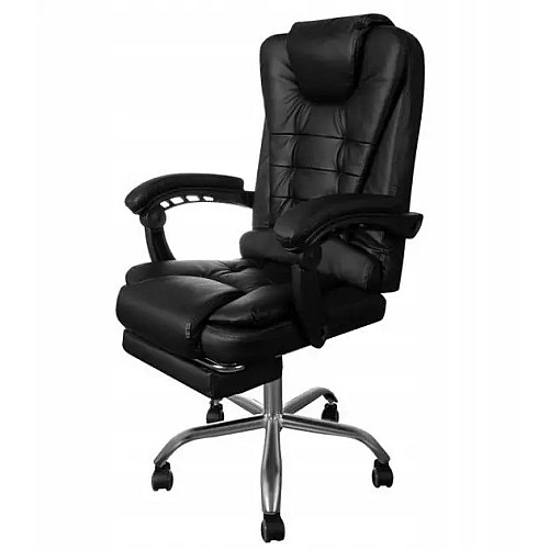 Офісне крісло Boss 23286 Premium з масажною подушкою, з підніжкою Чорне комп'ютерне крісло