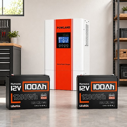 3,6 кВт Комплект резервного живлення Інвертор Powland + 2 акумулятора 12V/100Ah Humsienk з BMS для будинку, квартири