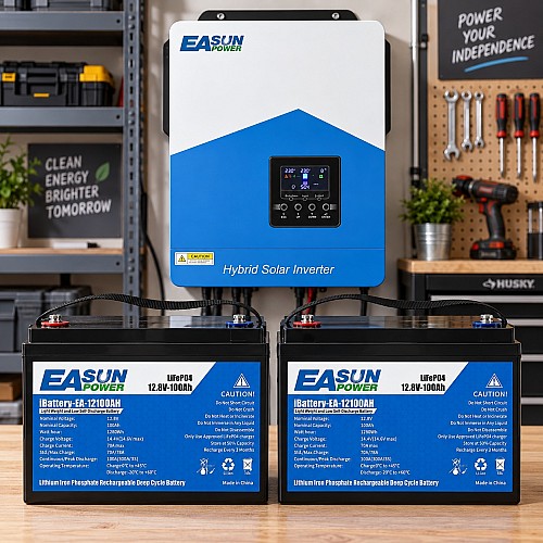 3 кВт Комплект резервного живлення Easun Power Інвертор + 2 акумулятора 12V/100Ah
