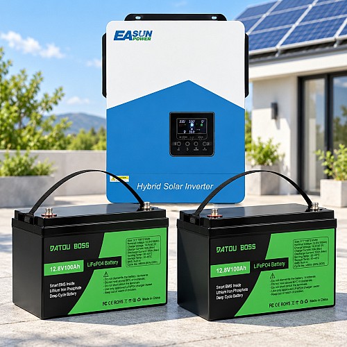 3 кВт LiFePO4 Комплект резервного живлення Інвертор Easun Power + 2 акумулятора 12V 100Ah Datouboss