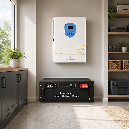 6,2 кВт LiFePO4 Комплект резервного живлення: гібридний інвертор Daxtromn + 51.2V 100Ah Lithtech акумулятор для будинку, квартири
