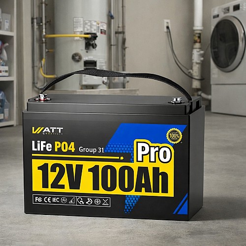 LiFePO4 12V/100Ah Акумулятор WattCycle Pro з BMS для резервного живлення, Уцінка!