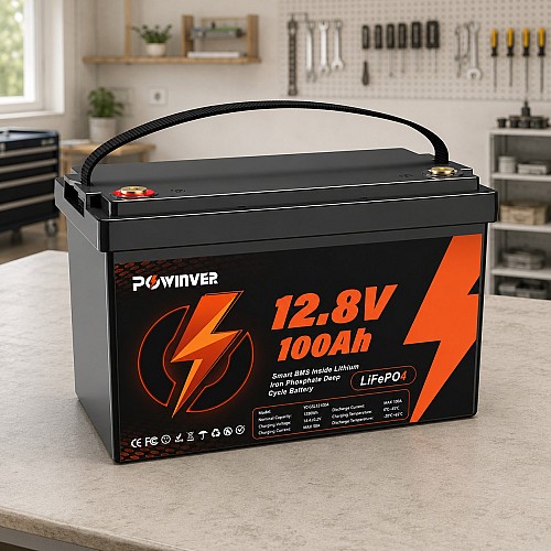 LiFePO4 12V 100Ah Акумулятор Powinver 1280Wh, 100A, BMS