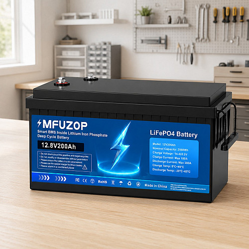 LiFePO4 12V 200Ah Акумулятор MFUZOP 2560Wh Smart BMS 200A