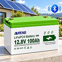 LiFePO4 12V/100Ah Акумулятор Anenji з Bluetooth для резервного живлення будинку, квартири з BMS