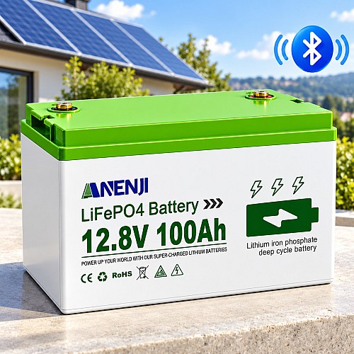 LiFePO4 12V/100Ah Акумулятор Anenji з Bluetooth для резервного живлення будинку, квартири з BMS