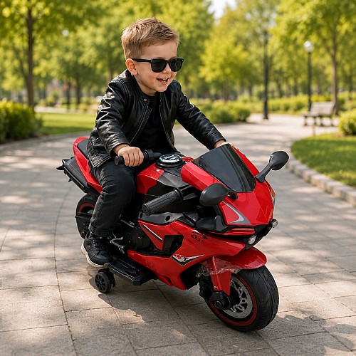 Дитячий електромотоцикл VOLSO VS1900R 12V, до 40 кг, музика, червоний
