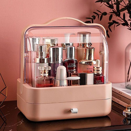 Настільний органайзер для косметики YM206 Single Drawer на 2 секції, рожевий