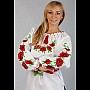 Вишиванка жіноча з маками Мак Лариса, класична біла блузка з маками, вишиванка з довгим рукавом