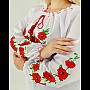 Вишиванка жіноча з маками Мак Лариса, класична біла блузка з маками, вишиванка з довгим рукавом