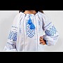 Вишиванка дитяча Марта біла, вишивка синя, довгий рукав, на дівчинку 4,5,6,7,8 років