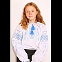 Вишиванка дитяча Марта біла, вишивка синя, довгий рукав, на дівчинку 4,5,6,7,8 років