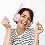 Накладні навушники Hoco W36 Cat ear headphones + мікрофон Рожевий