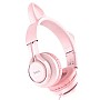Накладні навушники Hoco W36 Cat ear headphones + мікрофон Рожевий