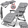 Садове пляжне крісло Ideal Garden Premium з матрацом та подушкою, до 125 кг, сірий, шезлонг для саду та тераси