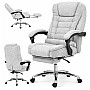 Офісне крісло BOSS KO22 Premium з масажером, висувна підставка для ніг, тканина, світло-сіра