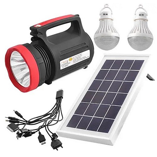 Ліхтар прожекторний ASK-1902T 5W+20SMD + 2 лампи + Powerbank + solar + ЗУ220В