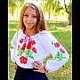 Вишита блузка з маками в українському стилі Марічка, біла, бавовна, довгий рукав, на дівчинку 4,5,6,7,8,9 років