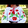 Вишита блузка з маками в українському стилі Марічка, біла, бавовна, довгий рукав, на дівчинку 4,5,6,7,8,9 років