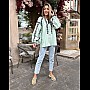 Вишиванка жіноча бежева Esq 5438 з чорним орнаментом, стильна вишита блузка гладдю з довгим рукавом