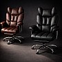 Офісне крісло Relax Pro до 150 кг з підставкою для ніг, широким сидінням, подвійним наповнювачем KO50CZ коричневе комп'ютерне